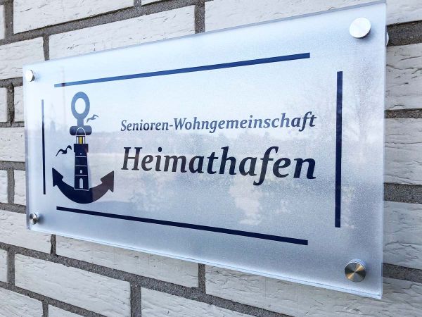 Eingangsschild Acryl mit Glasdekor