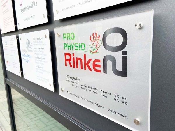 Physio Praxisschild Acryl satiniert