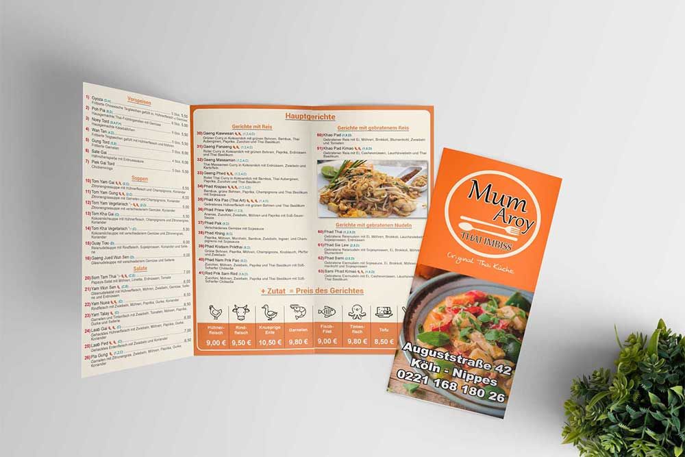 Mum Aroy Köln Speisekarte Flyer